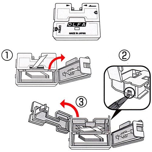 Нож OLFA " Utility Models" перовой дизайнерский, для точных работ, рукоятка с мини шпателем, 5 лезвий, 4мм OL-AK-5