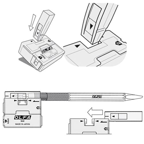 Нож OLFA " Utility Models" перовой дизайнерский, для точных работ, рукоятка с мини шпателем, 5 лезвий, 4мм OL-AK-5