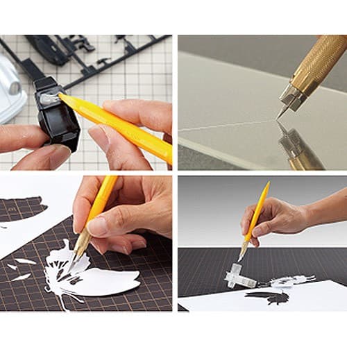 Нож OLFA " Utility Models" перовой дизайнерский, для точных работ, рукоятка с мини шпателем, 5 лезвий, 4мм OL-AK-5