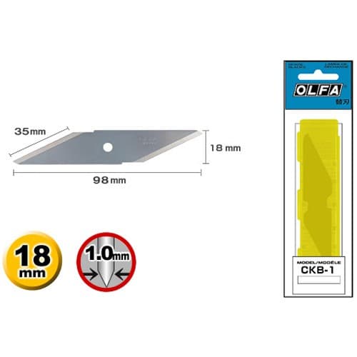 Лезвия OLFA для ножа CK-1, 18(35) х98х1мм, 2шт OL-CKB-1