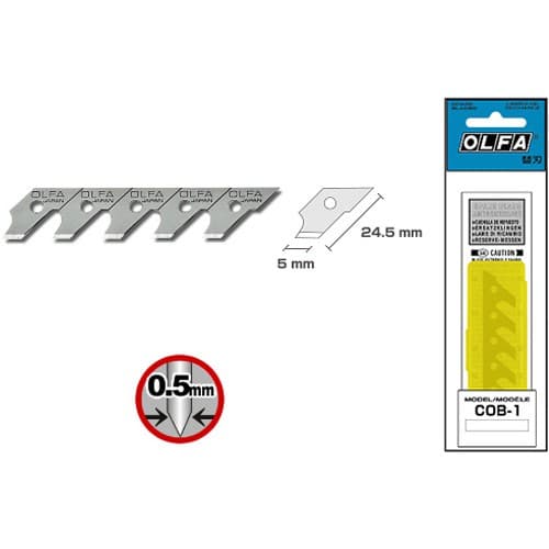 Лезвие OLFA перовое для CMP-1, 5х24,5х0,5мм, 15шт OL-COB-1