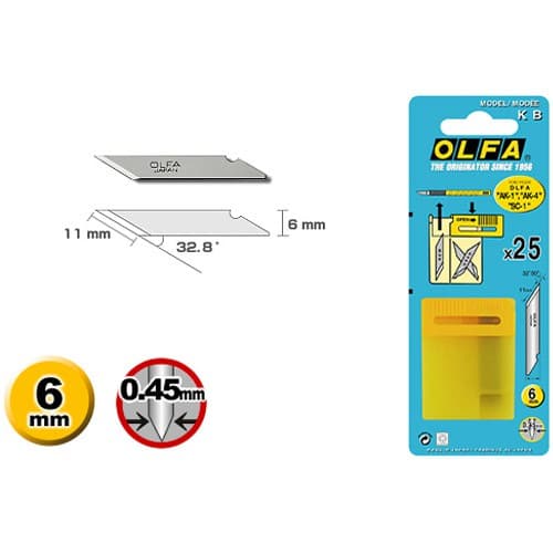 Лезвие OLFA перовое для AK-1, 11х6х0,45мм, 25шт OL-KB