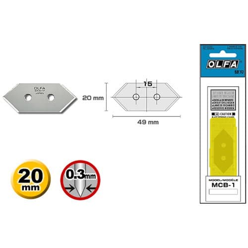 Лезвия OLFA для ножа MC-45/2 B, 20(14) х49х0,3мм, 5шт OL-MCB-1