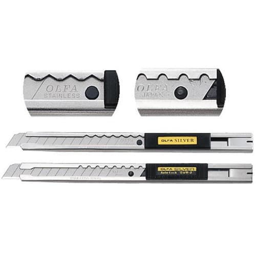 Нож OLFA с выдвижным лезвием и корпусом из нержавеющей стали, 9мм OL-SVR-1
