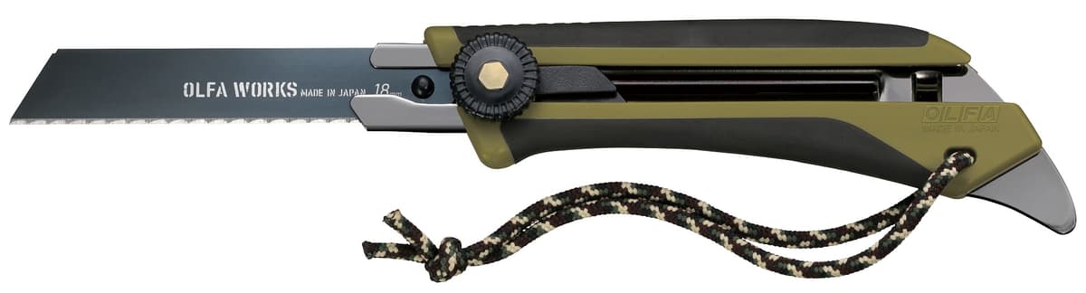 Универсальный нож OLFA WORKS FK1 FIELD KNIFE со сменным серрейторным лезвием для сложных материалов 18 мм OW-FK1-OD — изображение 3
