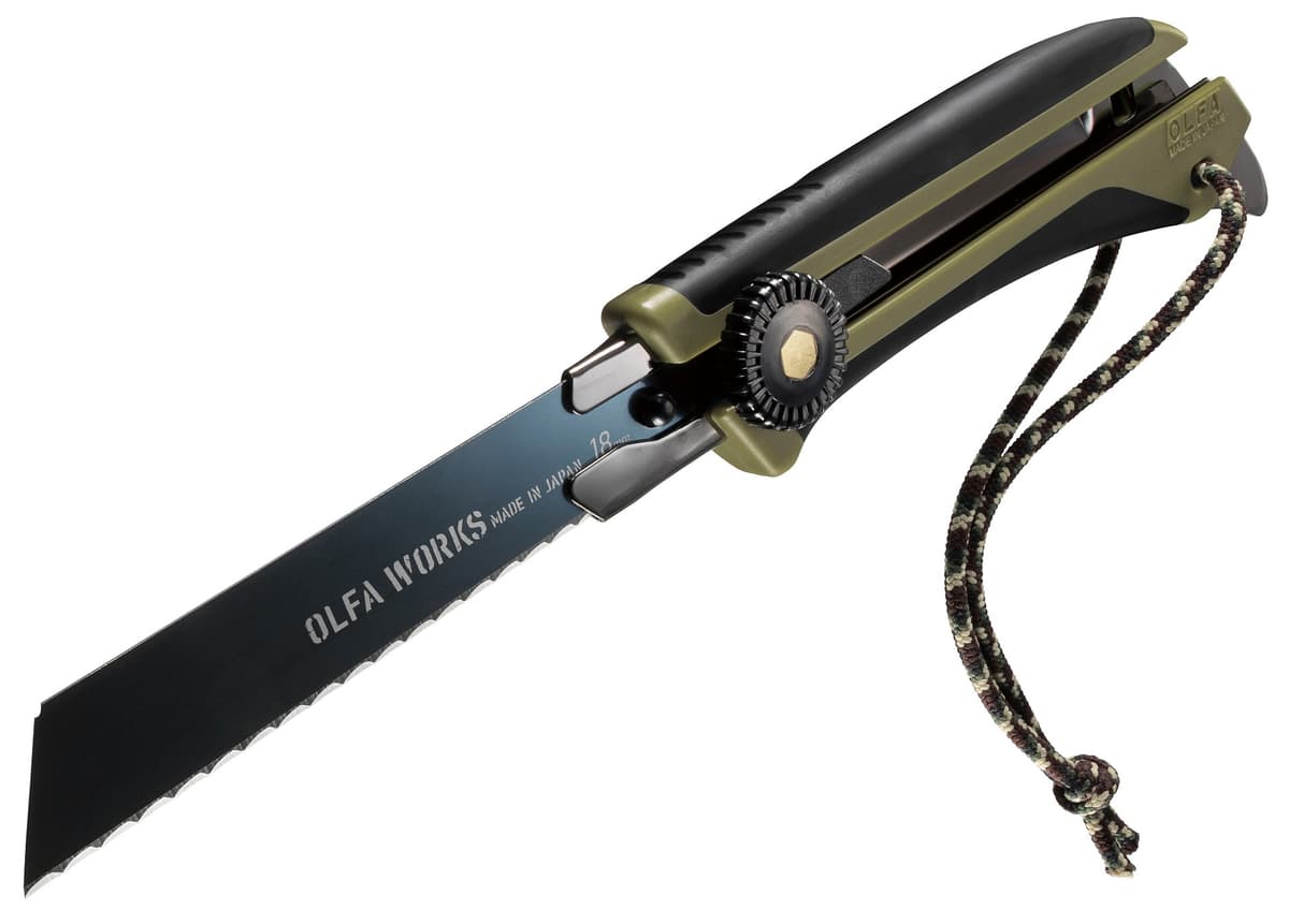 Универсальный нож OLFA WORKS FK1 FIELD KNIFE со сменным серрейторным лезвием для сложных материалов 18 мм OW-FK1-OD — изображение 4