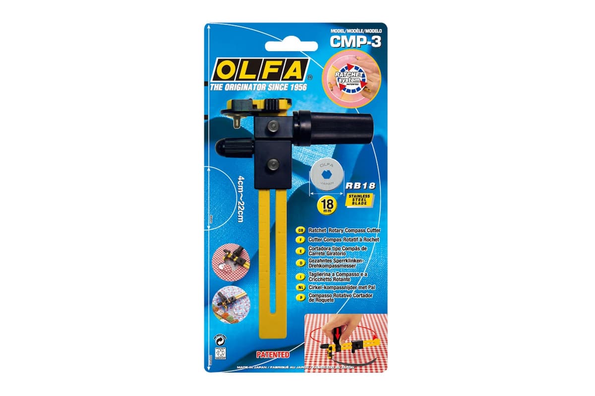 Нож OLFA циркульный трещоточный с круглым лезвием 18х0,3 мм, диаметр реза 40-220 мм OL-CMP-3 — изображение 9