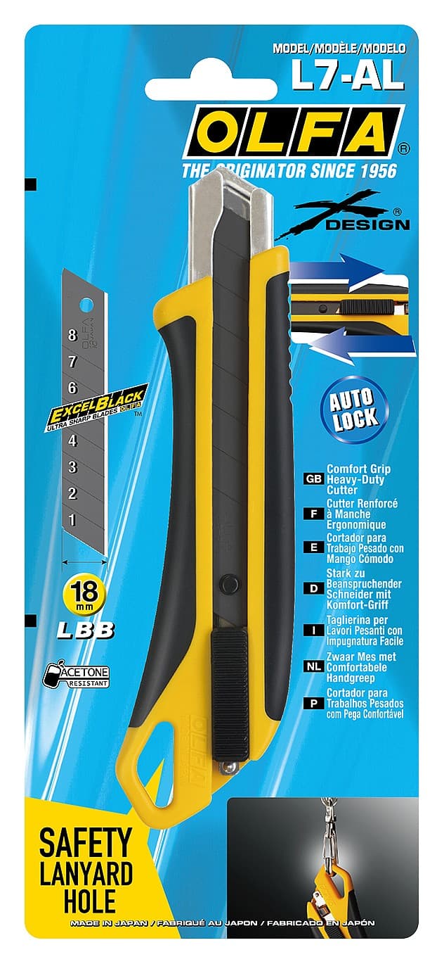 Нож OLFA Autolock с выдвижным лезвием 18 мм, двухкомпонентный корпус OL-L7-AL — изображение 10