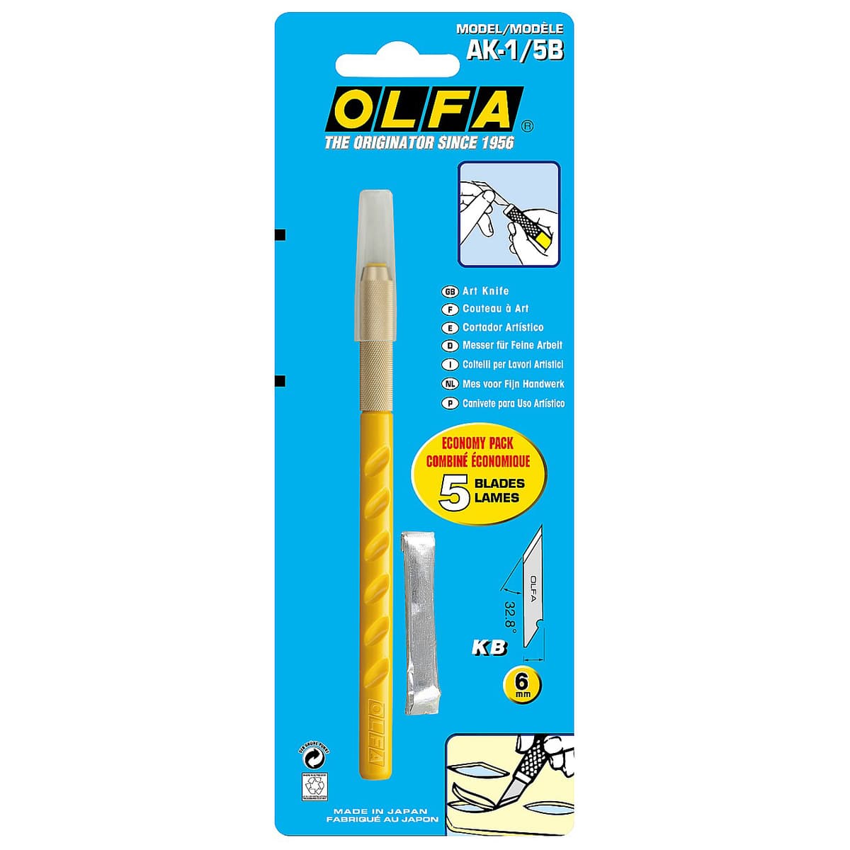Нож OLFA с перовым лезвием, 6мм OL-AK-1/5 B