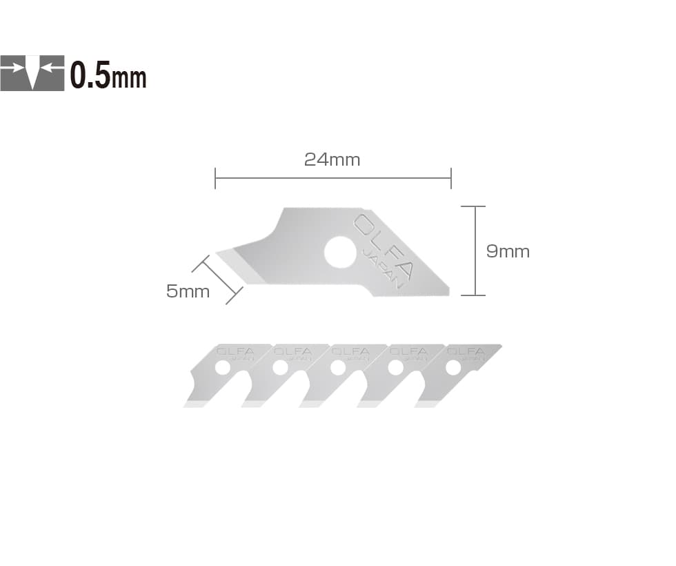 Лезвие OLFA перовое для CMP-1, 5х24,5х0,5мм, 15шт OL-COB-1