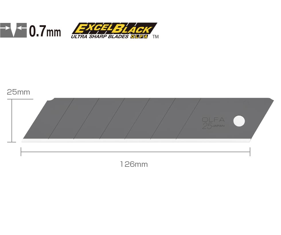 Лезвие OLFA " BLACK MAX" сегментированное, 5шт, 25х126х0,7мм OL-HBB-5 B