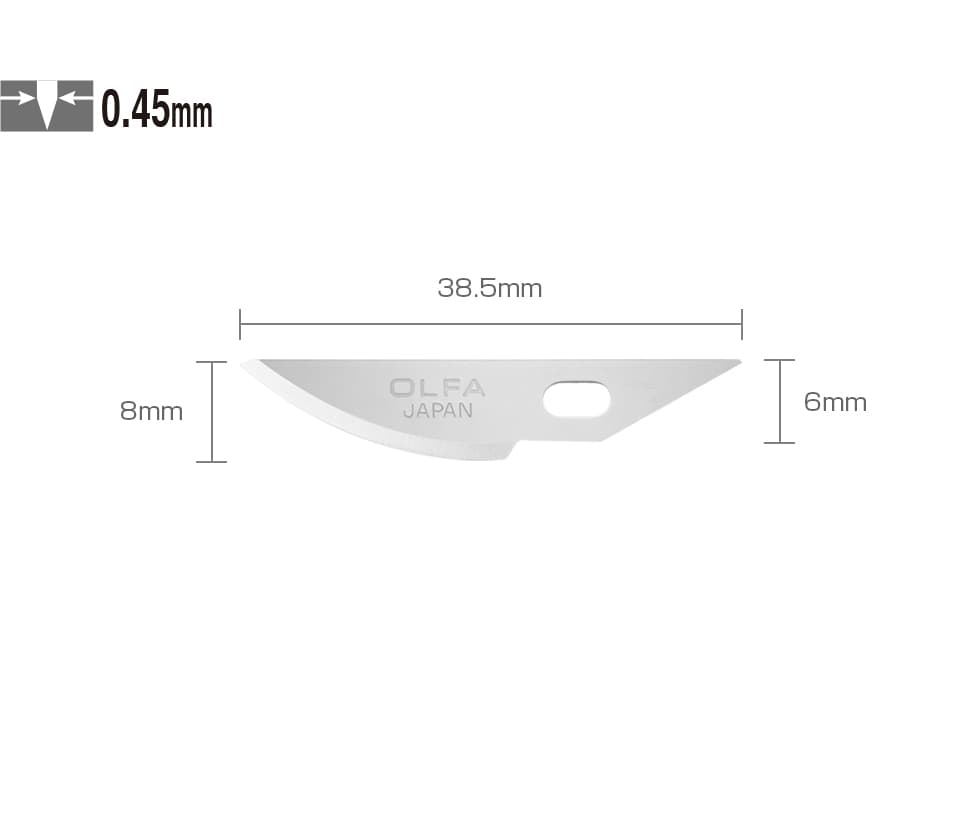 Лезвия OLFA закругленные для ножа AK-4, 6(8) х38х0,45мм, 5шт OL-KB4-R/5