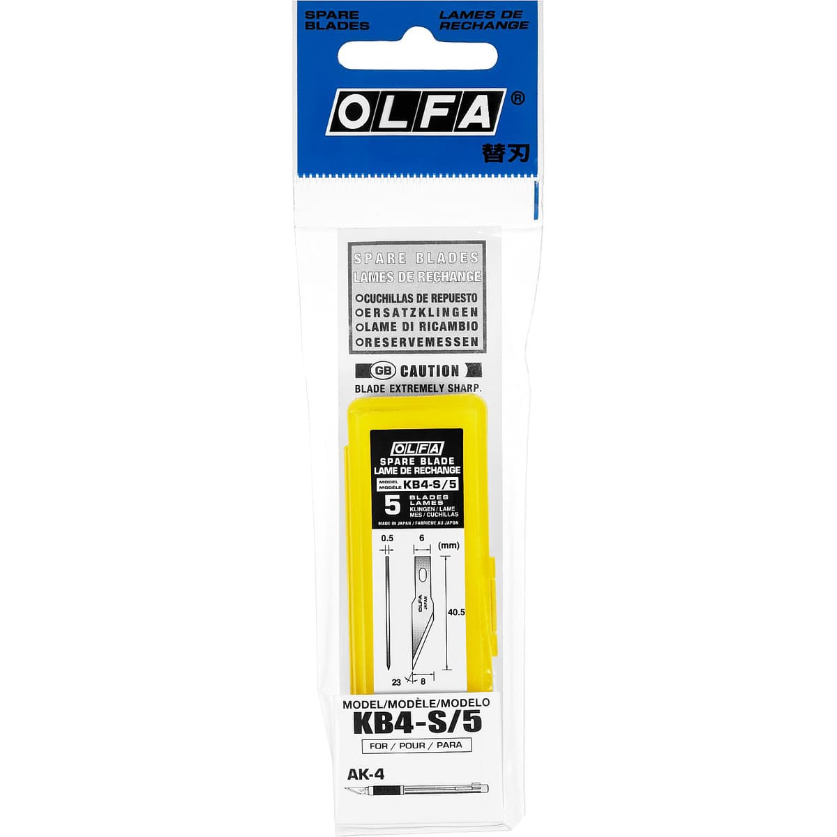 Лезвия OLFA перовые для ножа AK-4, 6(8) х40,5х0,5мм, 5шт OL-KB4-S/5