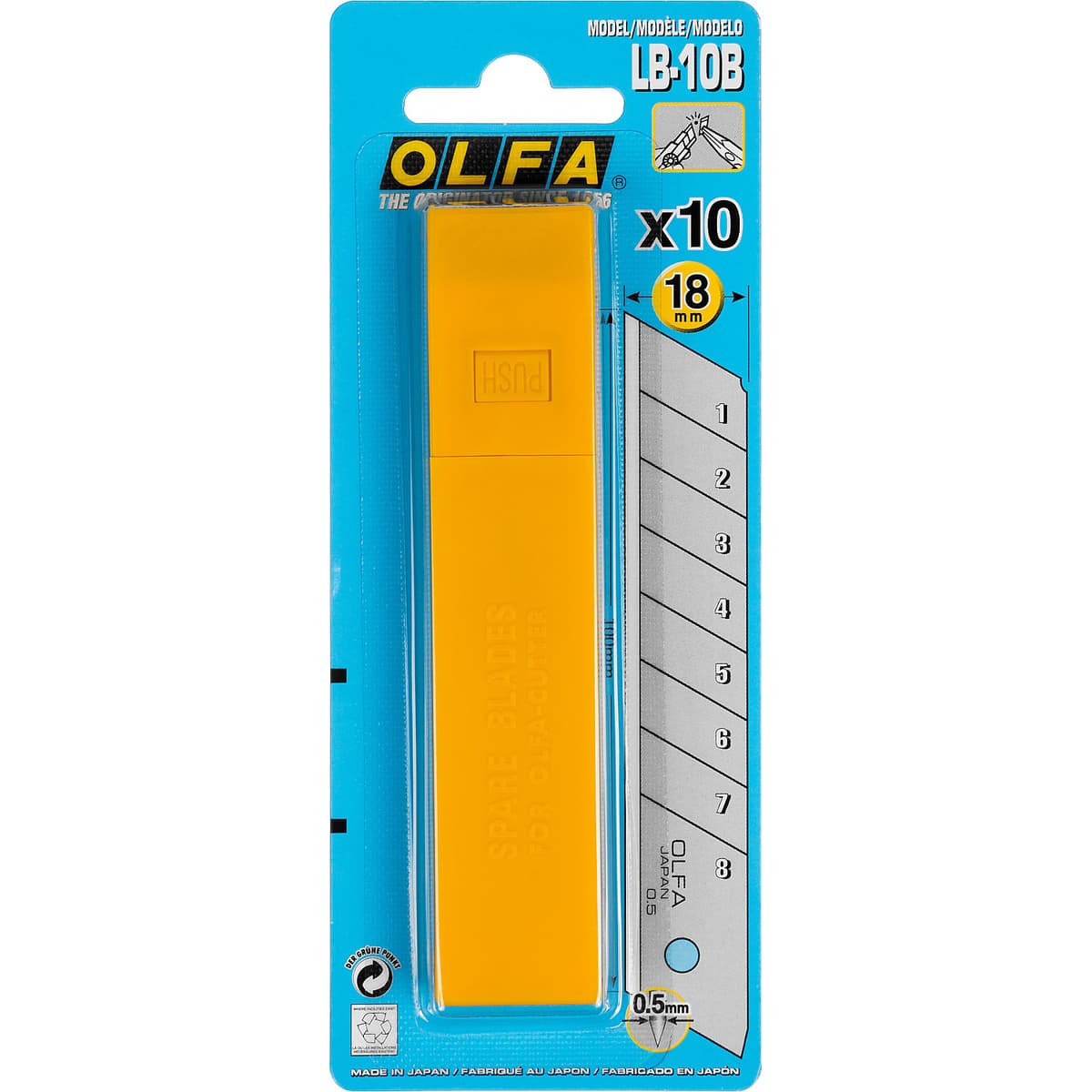 Лезвие OLFA сегментированное, 18х100х0,5мм, 10шт OL-LB-10 B