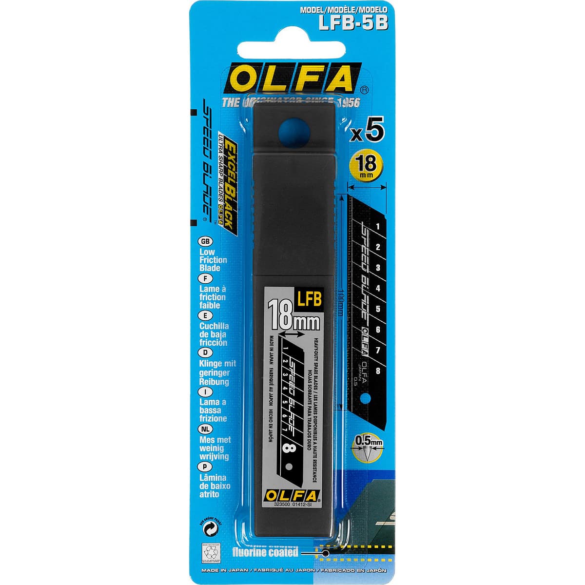 Лезвие OLFA, сегментированное, тефлоновое покрытие 18 мм OL-LFB-5 B