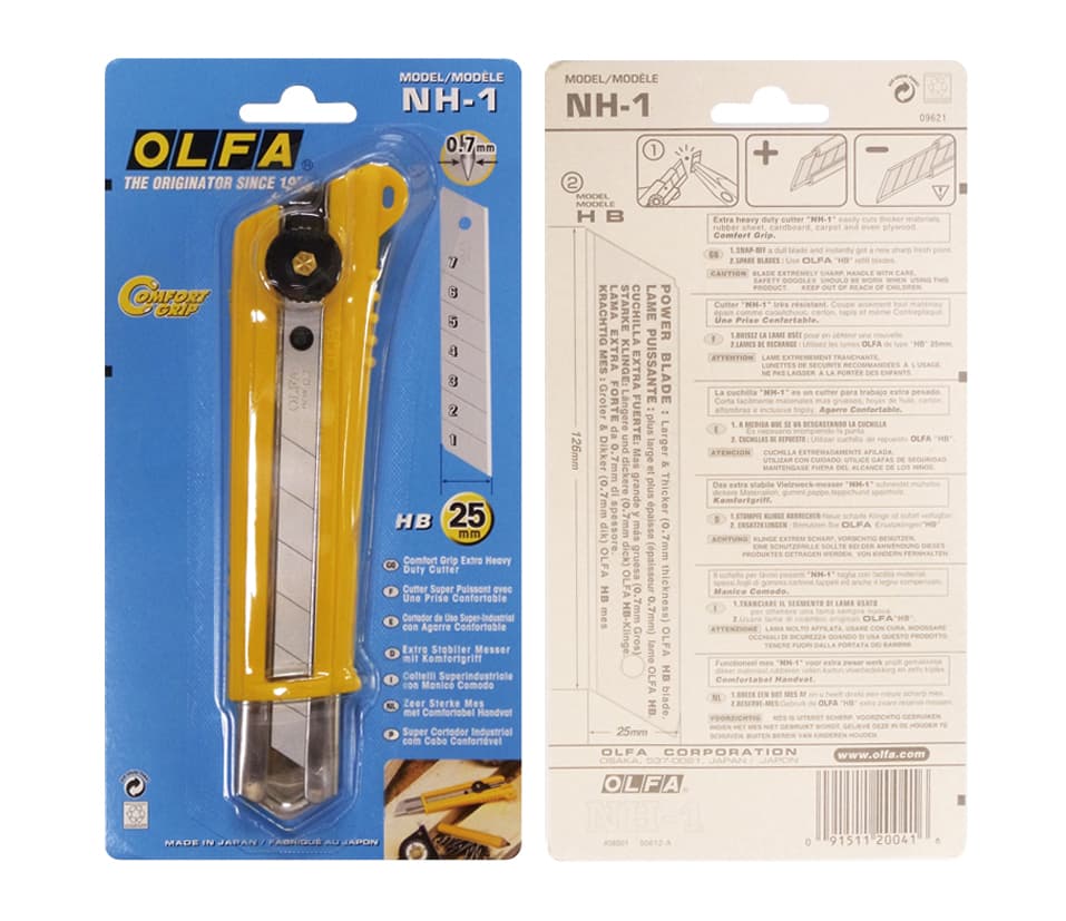 Нож OLFA с выдвижным лезвием, с противоскользящим покрытием, фиксатор, 25мм OL-NH-1
