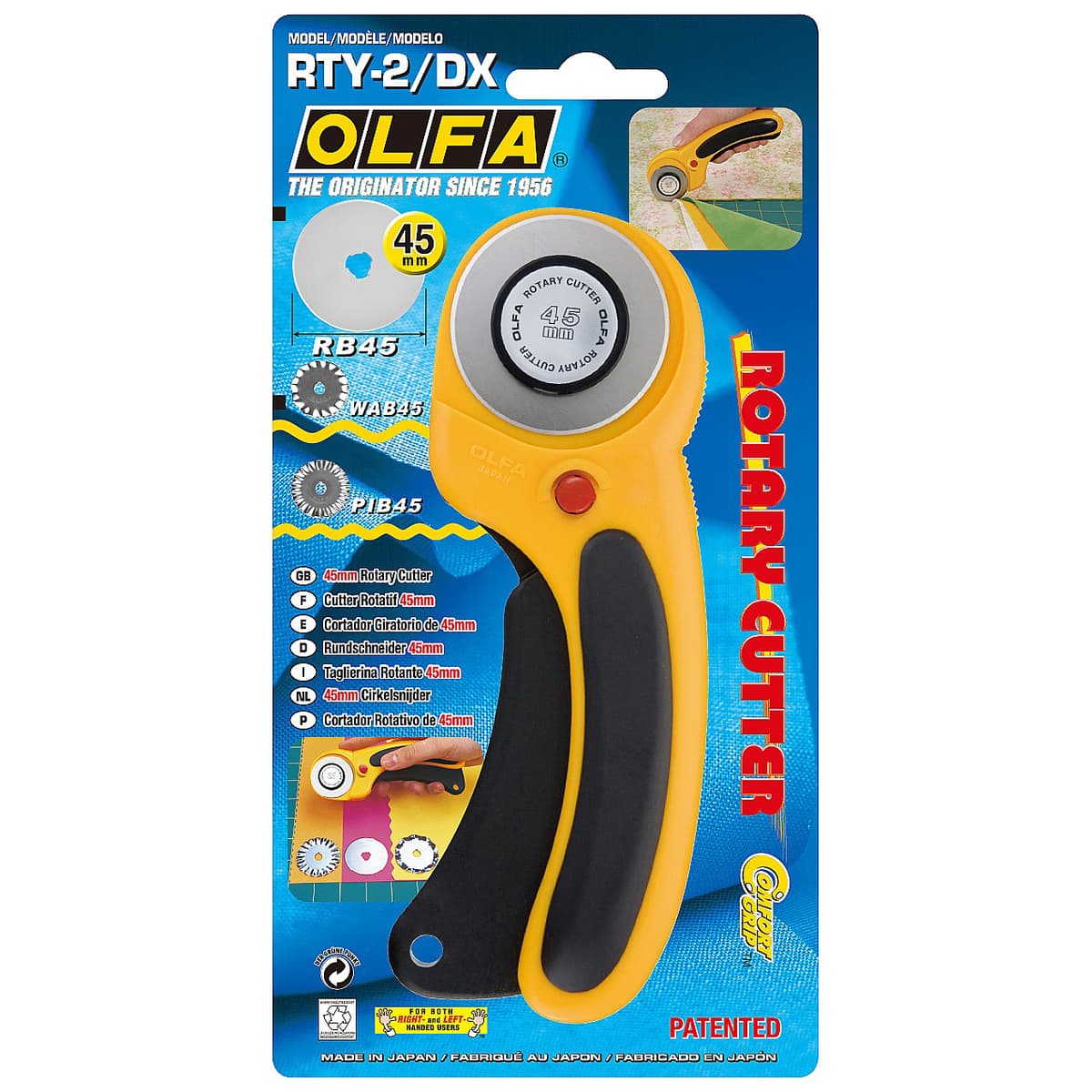 Нож OLFA с круговым лезвием, с пистолетной рукояткой, фиксатор, 45мм OL-RTY-2/DX