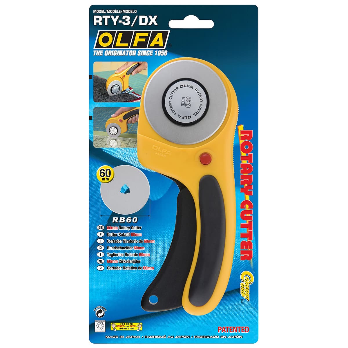 Нож OLFA с круговым лезвием и пистолетной рукояткой, 60мм OL-RTY-3/DX