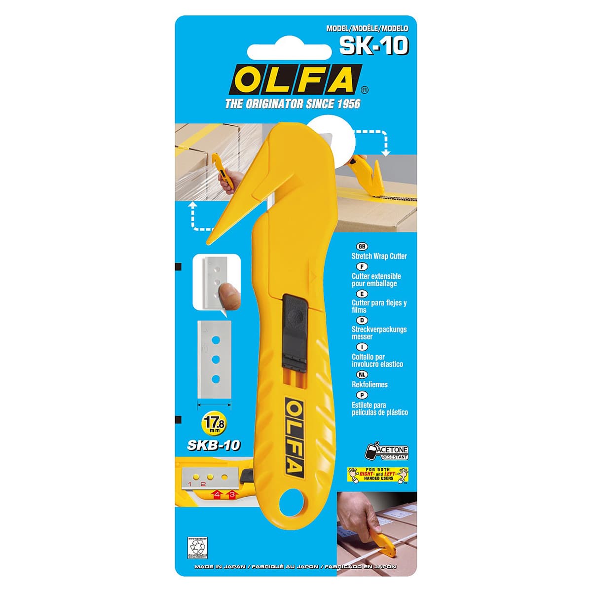 Нож OLFA" HOBBY CRAFT MODELS" для хоз работ, безопасный, для вскрытия стрейч-пленки, пластиковых шинок и коробок,17,8мм OL-SK-10