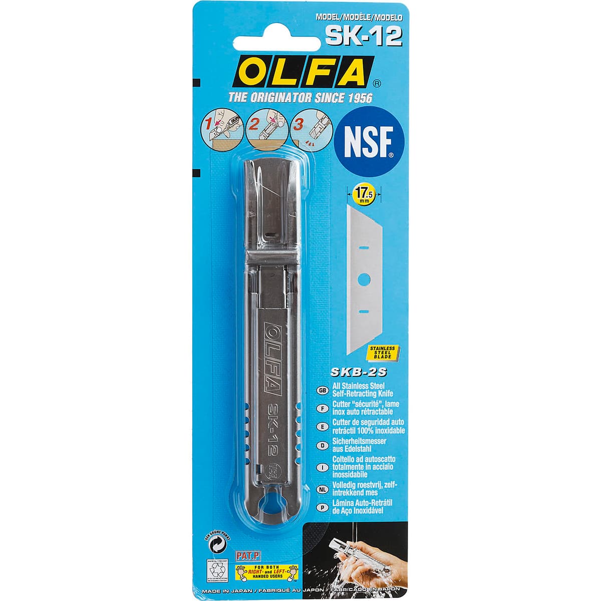 Нож OLFA, безопасный с трапециевидным лезвием OL-SK-12