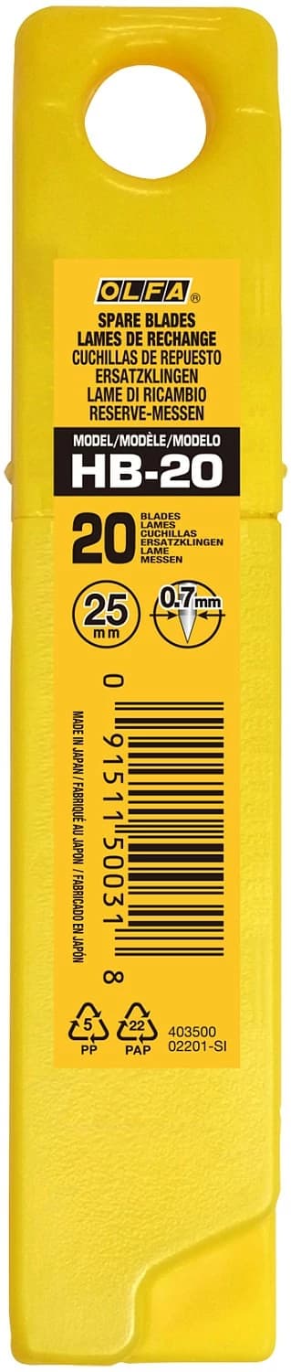 Лезвие OLFA сегментированное, 20 шт, 25 мм, в пластиковом кейсе OL-HB-20 — изображение 2