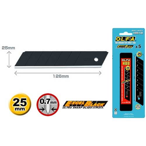 Лезвие OLFA " BLACK MAX" сегментированное, 5шт, 25х126х0,7мм OL-HBB-5 B